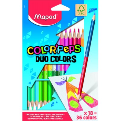 ESTUCHE 18 LaPICES DE COLORES COLOR PEPS DUO BICOLOR MAPED 829601FC