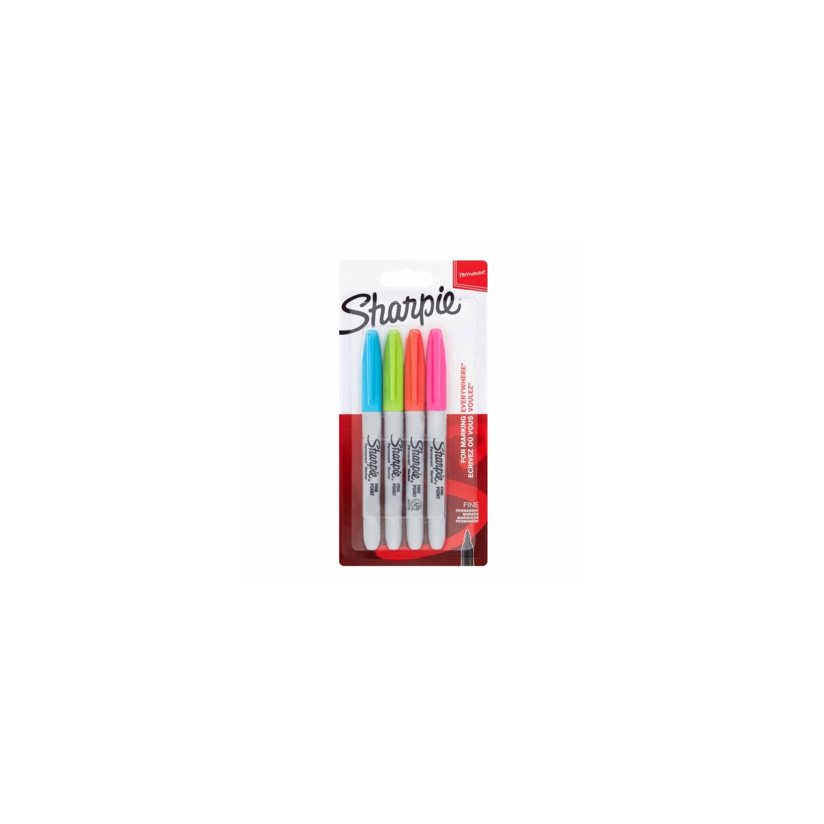 Sharpie 2065403 marcador permanente Fibre tip Azul Verde Naranja Rosa 4 piezas