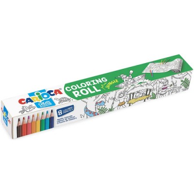 SET COLORING ROLL JUNGLE 8 PENCILS CARIOCA 42978