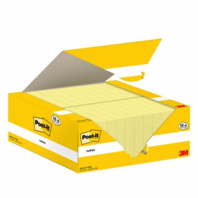 PACK 186 BLOCS 100 HOJAS NOTAS ADHESIVAS 38X51MM CANARY YELLOW CAJA CARToN 653 CY VP24 POST IT 7100317764