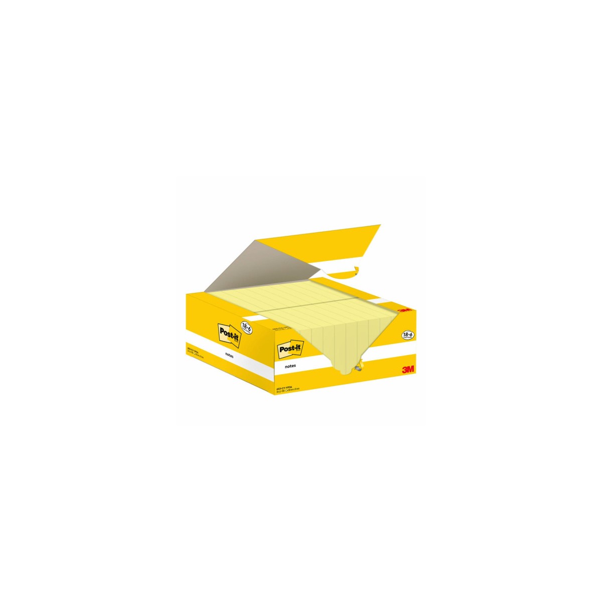 PACK 186 BLOCS 100 HOJAS NOTAS ADHESIVAS 38X51MM CANARY YELLOW CAJA CARToN 653 CY VP24 POST IT 7100317764