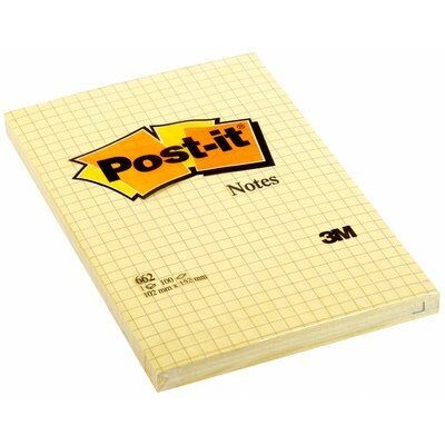 BLOC 100 HOJAS NOTAS GRANDES ADHESIVAS 101X152MM CANARY YELLOW CUADRiCULA 662N POST IT 7100172739