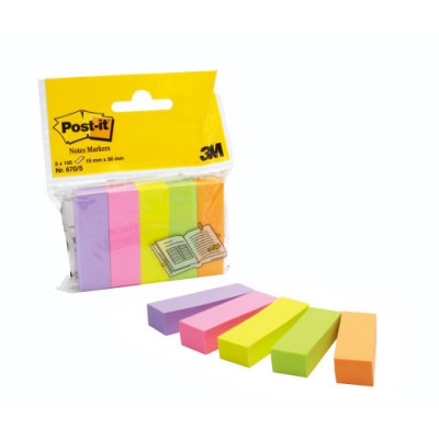 PACK 5 BLOCS 100 HOJAS MININOTAS 15X50MM COLORES SURTIDOS 670 5 POST IT 7100172770