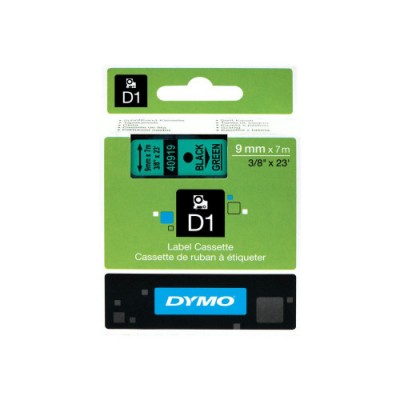 CINTA ROTULADORA D1 9MMX7M NEGRO VERDE DYMO S0720740