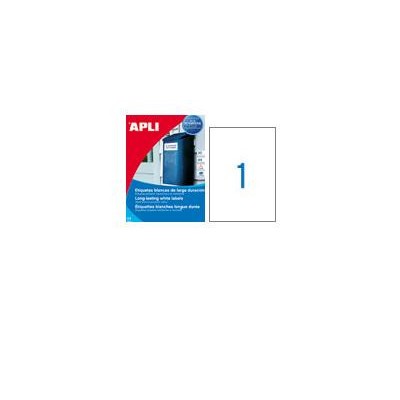 PACK 20 HOJAS 20 UDS ETIQUETAS BLANCAS 210X297MM APLI 1228