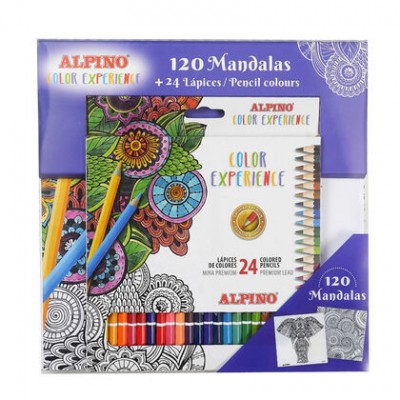 SET LIBRO 120 MANDALAS 24 LaPICES COLOR EXPERIENCE ALPINO AL000250