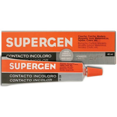 ADHESIVO DE CONTACTO INCOLORO EN TUBO TIPO CLASICO 40ML SUPERGEN 62601 00000 04