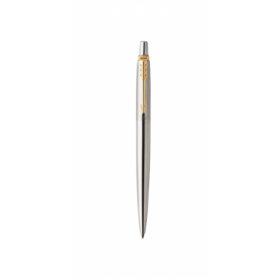 BOLiGRAFO RETRaCTIL JOTTER DE ACERO INOXIDABLE CON RIBETE DORADO PUNTO MEDIO TINTA AZUL PARKER 1953182