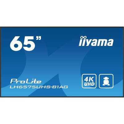 MONITOR IIYAMA 65 3840X2160 UHD IPS PANEL HAZE 25 500CD M LANDSCAPE AND PORTRAIT SIGNAL FAILOVER SPEAKERS 2X 10W MULTIPLE INPUT