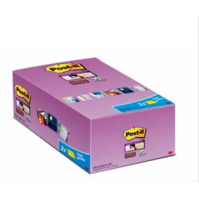 PACK 4 BLOCS 270 HOJAS NOTAS ADHESIVAS 76X76MM SUPER STICKY CANARY YELLOW 2028 SSCYPPX4 POST IT 7100321358