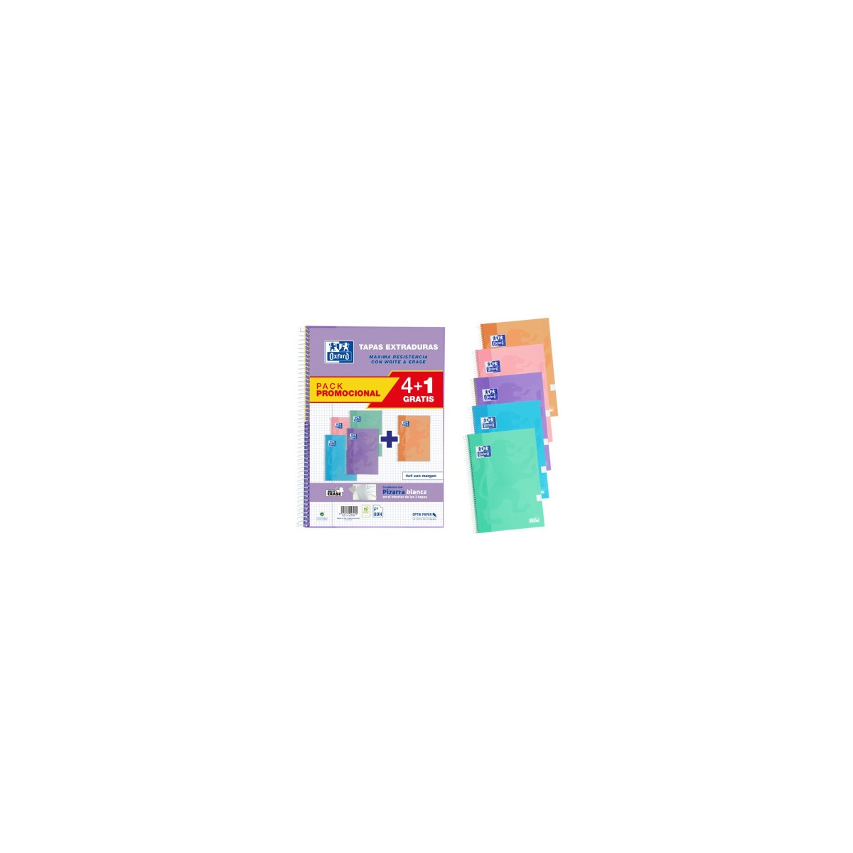 PACK 41 CUADERNOS CLASSIC WRITEERASE Fº TEXTRADURA 80H 4X4 COLORES PASTEL OXFORD 400159802