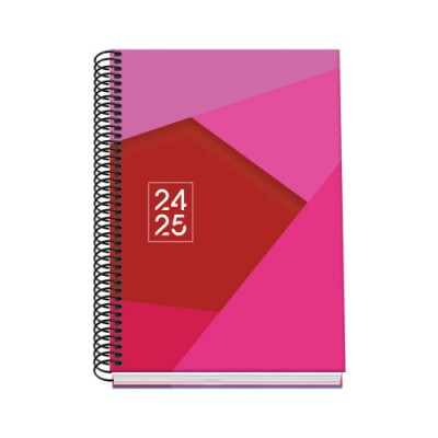 AGENDA ESCOLAR 2024 2025 TAMANO A5 TAPA CARTON FORRADO DiA PaGINA TANGRAM BASIC ROSA DOHE 51741