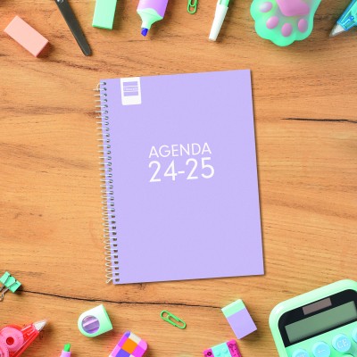 AGENDA ESCOLAR 2024 2025 4º 155X212 SEMANA VISTA HORIZONTAL COOL LILA FINOCAM 645040825