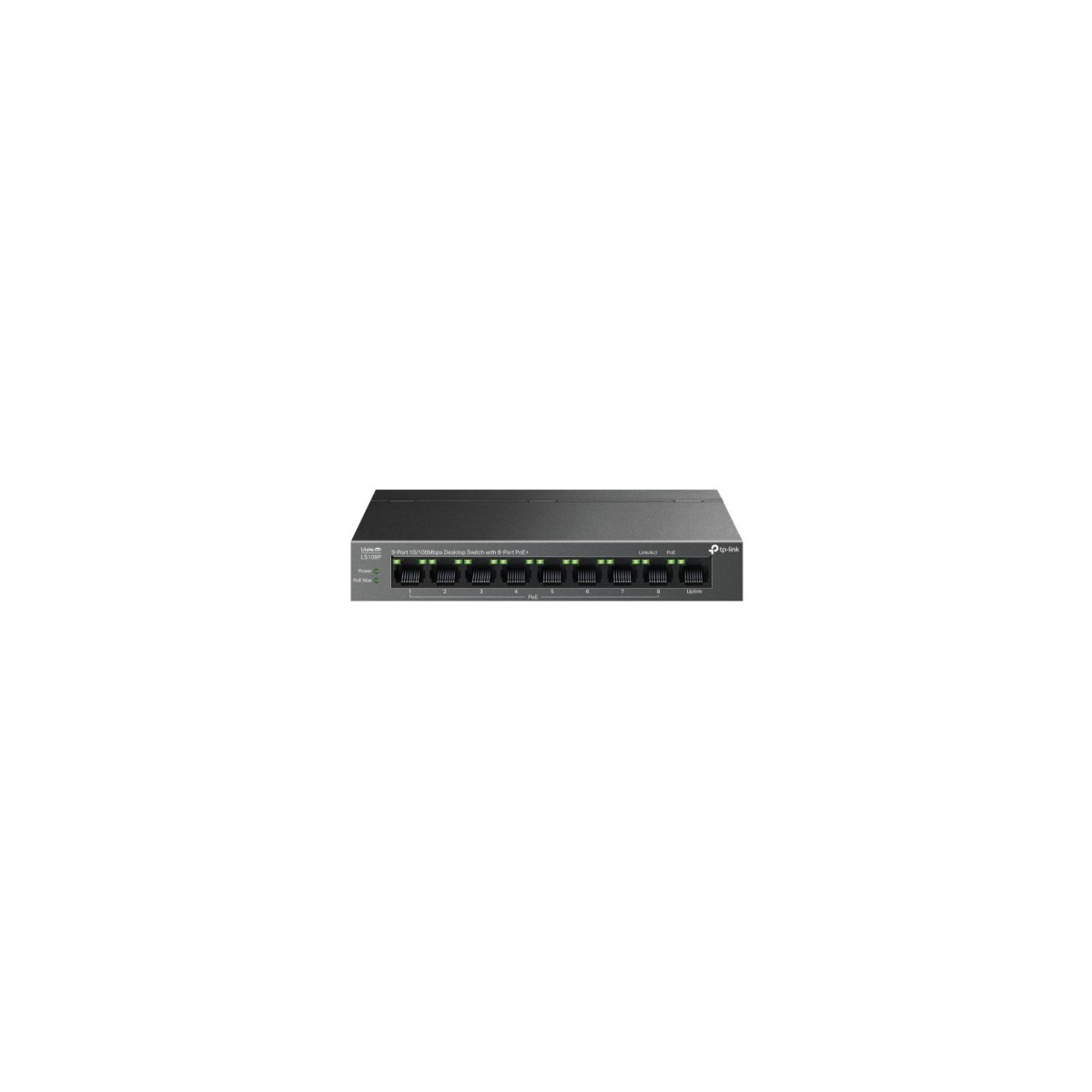 TP LINK SWITCH DE SOBREMESA DE 9 PUERTOS 10 100 MBPS CON POE DE 8 PUERTOS PUERTOS 8 10 100 MBPS POE 1 10 100 MBPS SIN POE ESPEC