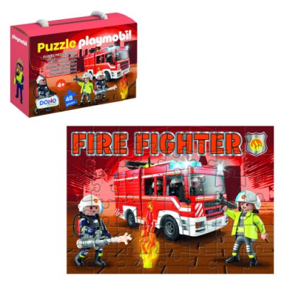 CAJA DE PUZZLE 48 PIEZAS PLAYMOBIL MODELO FIRE FIGHTER DOHE 65013