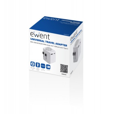 Ewent EW1472 adaptador de enchufe electrico Universal Blanco