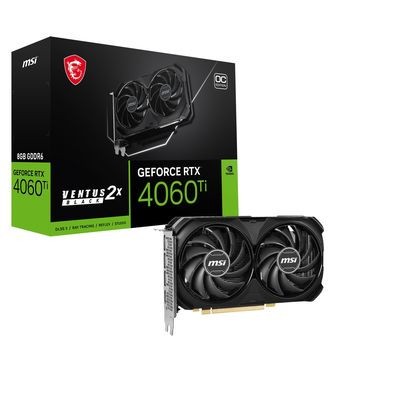 VGA MSI RTX 4060 TI 8G VENTUS 2X BLACK E1 OCNVRTX4060TIGDDR68GB128BITHDMI3DP 2 VENTILADORES