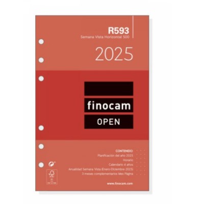 RECAMBIO ANUAL 2025 R593 OPEN500 117X181MM SEMANA VISTA HORIZONTAL FINOCAM 711580025