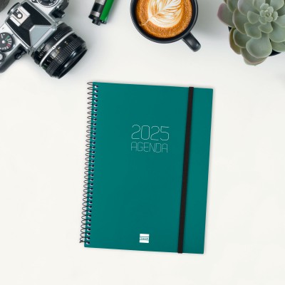 AGENDA 2025 BASIC OPAQUE E10 155X212MM SEMANA VISTA HORIZONTAL VERDE FINOCAM 742762025