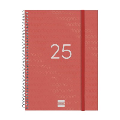 AGENDA 2025 BASIC YEAR E10 155X212MM SEMANA VISTA HORIZONTAL ROJO FINOCAM 741453025