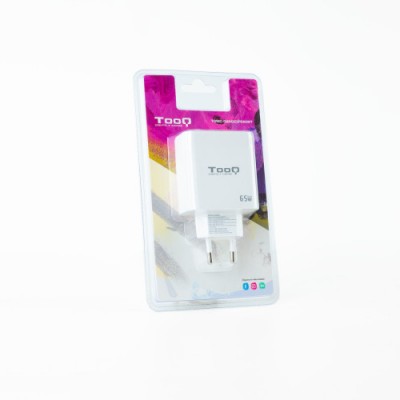 TooQ Cargador de Pared GaN 2USB C PD USB A QC 65W Blanco