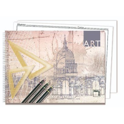 CUADERNO BLOCKS DIBUJO ART 140 GRS FOLIO PROLONGADO 20 HOJAS 2 TALADROS LISO CON RECUADRO PACSA 18848