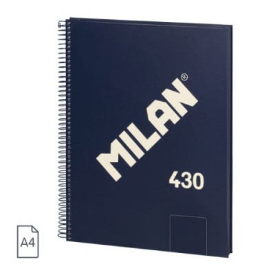 CUADERNO A4 CON ESPIRAL Y TAPA DURA 80 HOJAS BLANCAS DE 95 GR M COLECCIoN 430 SINCE 1918 AZUL MILAN 57141E80B