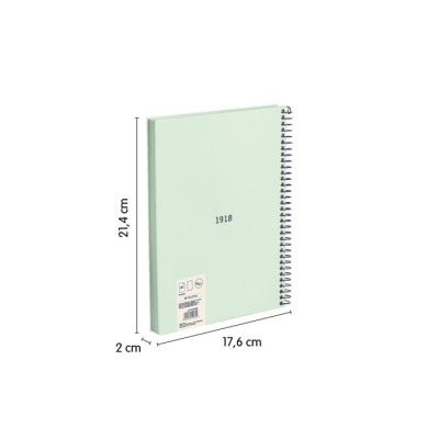 CUADERNO A5 CON ESPIRAL Y TAPA DURA 80 HOJAS BLANCAS DE 95 GR M COLECCIoN 430 SINCE 1918 VERDE MILAN 57151E80GR