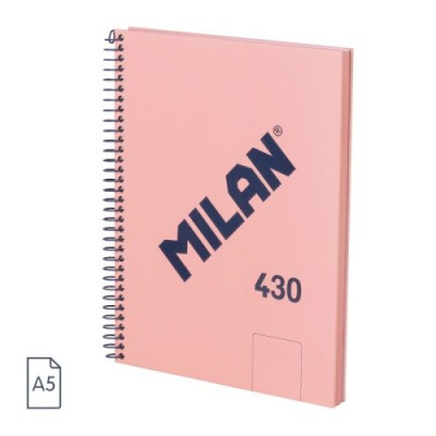 CUADERNO A5 CON ESPIRAL Y TAPA DURA 80 HOJAS BLANCAS DE 95 GR M COLECCIoN 430 SINCE 1918 ROSA MILAN 57151E80P