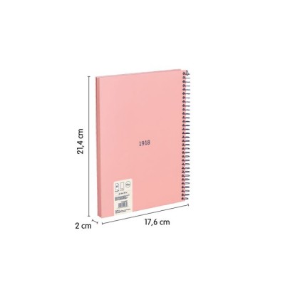 CUADERNO A5 CON ESPIRAL Y TAPA DURA 80 HOJAS BLANCAS DE 95 GR M COLECCIoN 430 SINCE 1918 ROSA MILAN 57151E80P