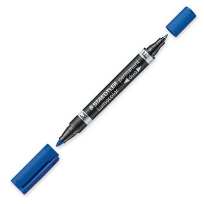 MARCADOR DUO LUMOCOLOR PERMANENTE PUNTAS 06 1MM 1MM AZUL STAEDTLER 348 3