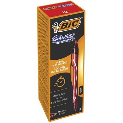 BOLIGRAFO GELOCITY QUICK DRY RETRACTIL TRAZO 07 MM COLOR ROJO BIC 949874