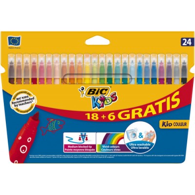 ESTUCHE 24 ROTULADORES ULTRALAVABLES KID COULEUR TRAZO 08MM BIC 9117373