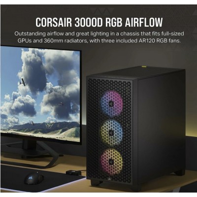 CAJA CORSAIR 3000D RGB AIRFLOW MID TOWER NEGRA CC 9011255 WW