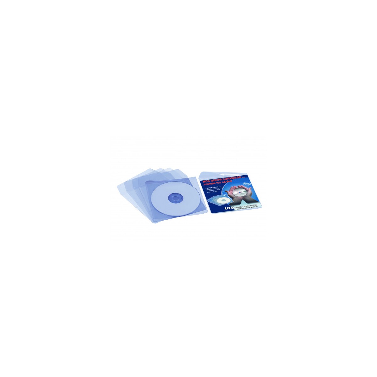 CAJA 100 FUNDAS PVC CRISTAL CD DVD 125x125MM SOLAPA IBERPLAS 479D100