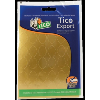 PAQUETE 10 HOJAS ETIQUETAS SATINADAS ORO 48X18 MM TICO E GL 4818