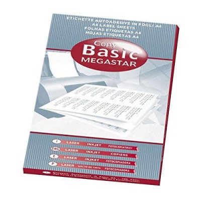 CAJA 100 HOJAS ETIQUETAS BLANCAS SIN MaRGENES LaSER INYECCIoN DE TINTA FOTOCOPIADORAS 210X148 MM MEGASTAR LP4MS 210148