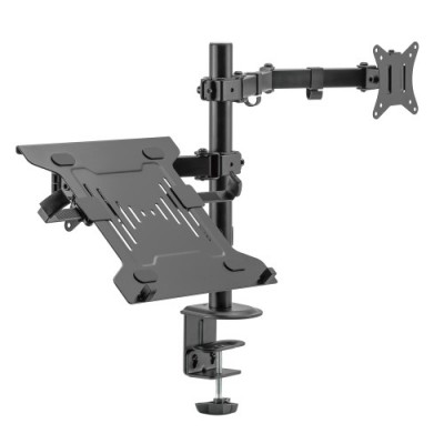 Ewent EW1519 soporte para ordenador portatil Soporte de mesa con estante para ordenador portatil y brazo para monitor Negro 396