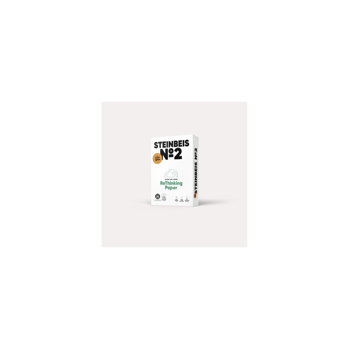 PAQUETE 500H PAPEL RECICLADO 80GR A4 TREND WHITE Nº2 ISO80 STEINBEIS 144073