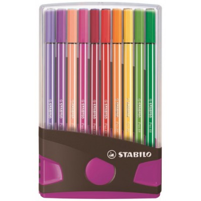 CAJA 20 ROTULADORES PEN 68 COLORPARADE PUNTA 1 MM ANTRACITA ROSA STABILO 6820 04 03