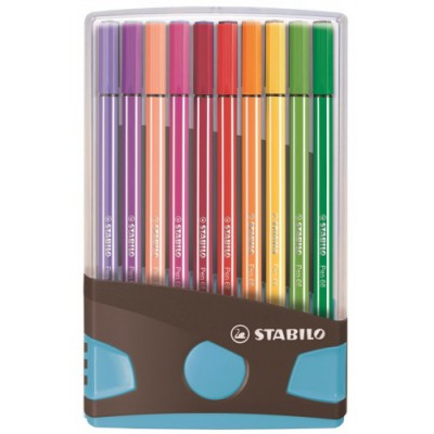 CAJA 20 ROTULADORES PEN 68 COLORPARADE PUNTA 1 MM ANTRACITA AZUL STABILO 6820 04 04