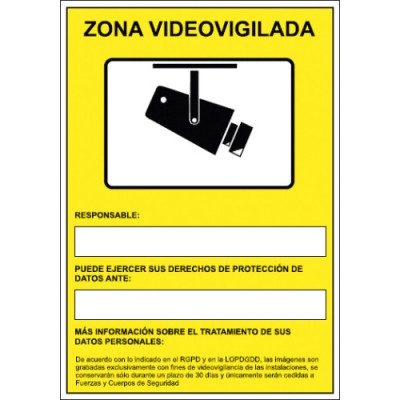 SENAL HOMOLOGADA AVISO CAMARAS DE VIGILANCIA 24 HORAS 210x297MM PVC AMARILLO ARCHIVO2000 6172 09 AM