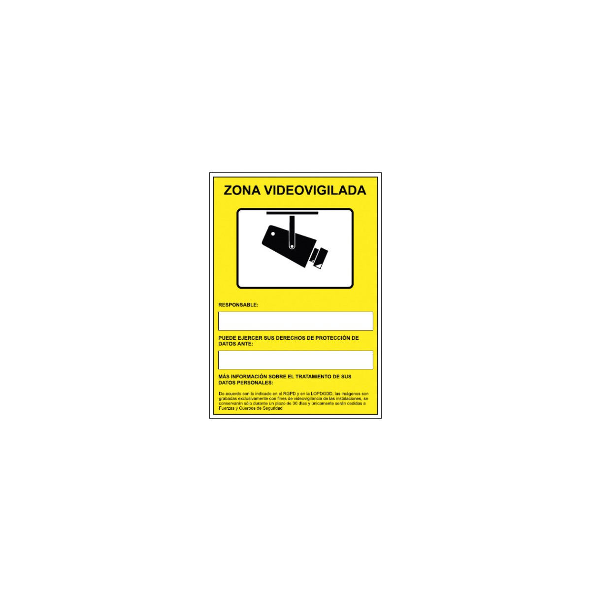 SENAL HOMOLOGADA AVISO CAMARAS DE VIGILANCIA 24 HORAS 210x297MM PVC AMARILLO ARCHIVO2000 6172 09 AM