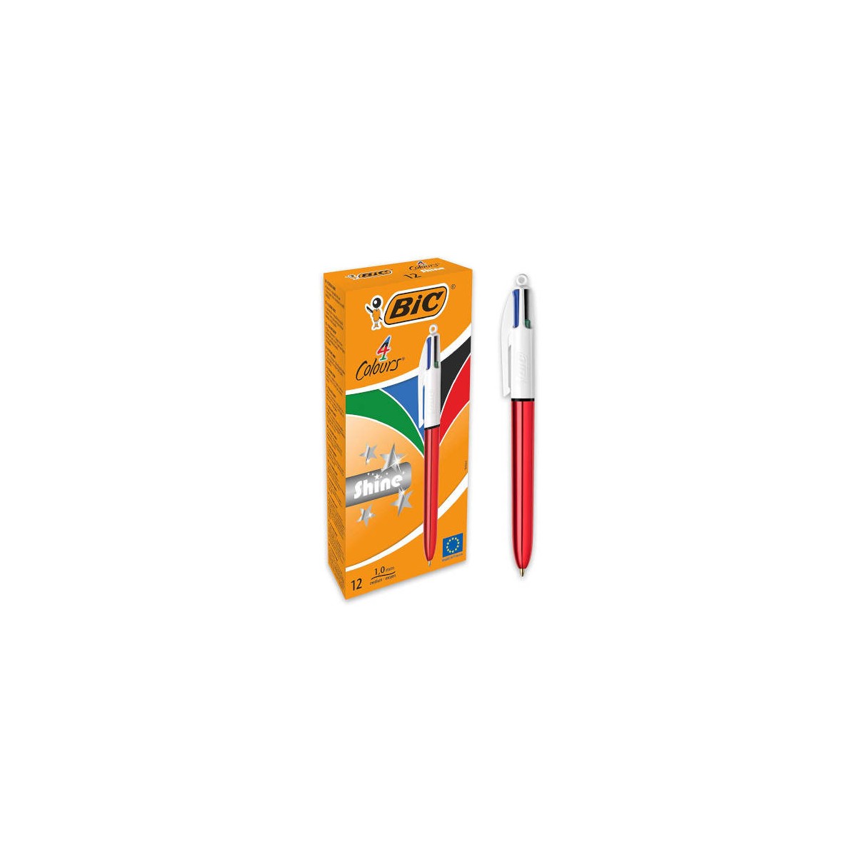 BOLIGRAFO DE 4 COLORES SHINE 1MM CON CUERPO ROJO METaLICO BIC 982877