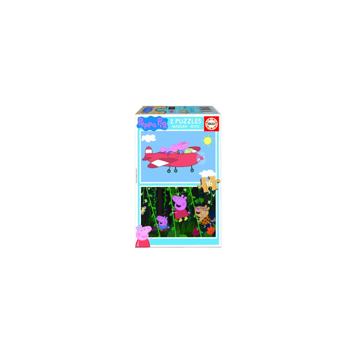 PUZZLE MADERA PEPA PIG 2X16 PIEZAS EDUCA BORRAS 17157