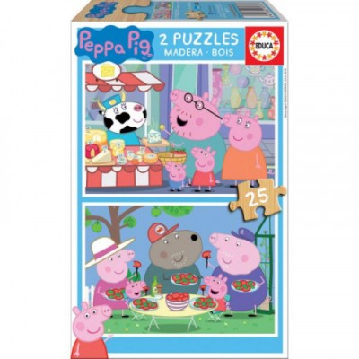 PUZZLE MADERA PEPA PIG 2X25 PIEZAS EDUCA BORRAS 18078