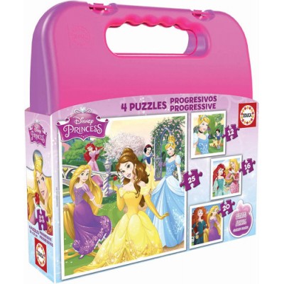 MALETA PUZZLES PROGRESIVOS PRINCESAS DISNEY 12 16 20 25 DE 3 6 ANOS EDUCA BORRAS 16508