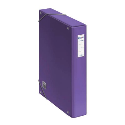 CAJAS DE PROYECTOS CARToN FORRADO LOMO DE 5 CM MORADO CON ETIQUETA 245X350X50 DOHE 10363