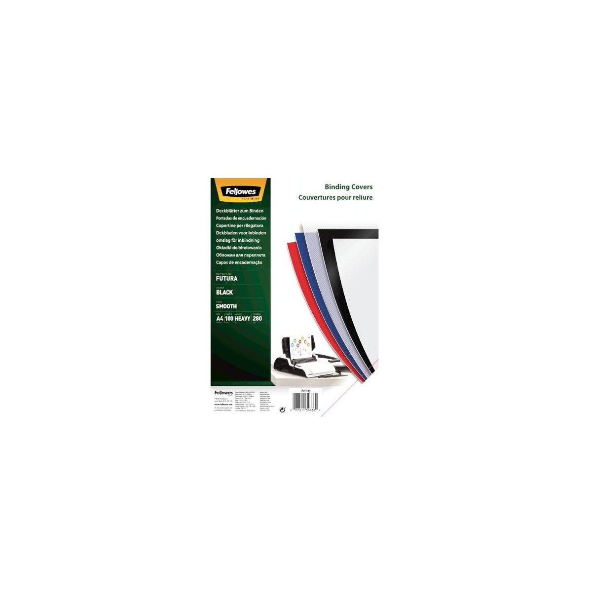 PACK 50 PORTADAS POLIPROPILENO A4 700 MICRAS NEGRO FELLOWES 5477502