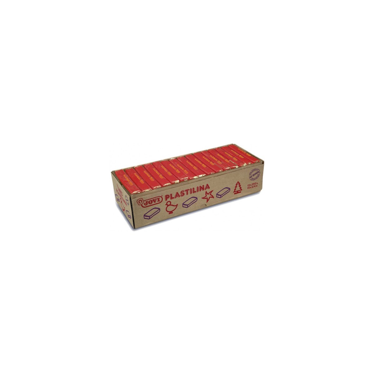 CAJA 15 PASTILLAS PLASTILINA 350 G ROJO JOVI 7205